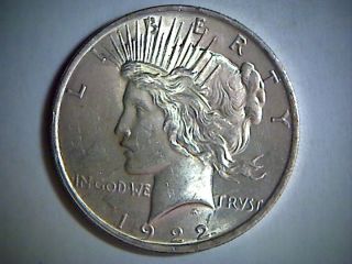 1922 - P United States Peace Silver Dollar, .  77344 Oz Silver,  Old U.  S.  Silver Coin