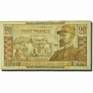 [ 564585] Saint Pierre And Miquelon,  20 Francs,  Undated (1950 - 1960),  F (12 - 15)