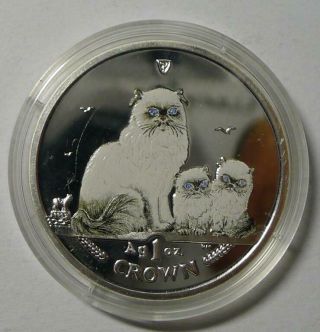 2005 Isle Of Man Cat Crown Color Silver Proof Coin Box,