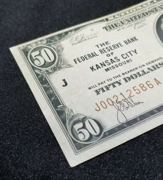 1929 U.  S.  $50 Fifty Dollar Note Brown Seal,  Kansas City,  MO. 4