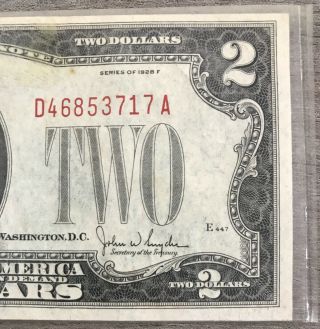 Series 1928 F $2 Two Dollar Legal Tender Note FR - 1507 BA18 4