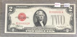 Series 1928 D $2 Two Dollar Legal Tender Note Fr - 1505 Ba15
