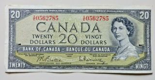 1954 Canada $20 Twenty Dollar Bill Canadian Bank Note