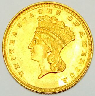 1857 1$ Princess Head Gold Piece Flawless Unreal Quality Nr 07971