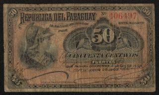 Paraguay (p105a) 50 Centavos L.  1903 Vg,