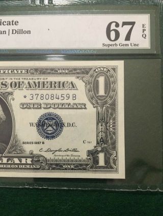 Fr.  1621 1957b $1 Silver Certificate Star Pmg67 Gem.  " 67 "