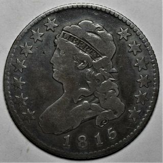 1815 25c Silver Capped Bust Quarter,  Grade F,  Dw10