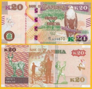 Zambia 20 Kwacha P - 59 2018 Unc Banknote