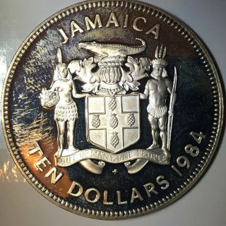 1984 Jamaica Silver 10 Dollar Coin Proof