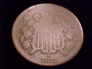 1872 Two Cent Piece In Good Grade.  A Scarce Low Mintage Date.