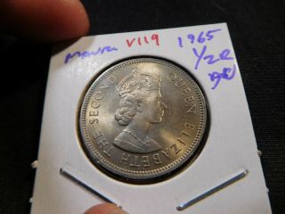 V119 British Africa Mauritius 1965 1/2 Rupee Bu