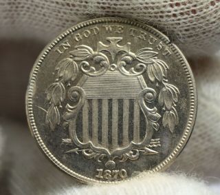 1870 Proof Shield Nickel 5c Five Cents Copper - Nickel Coin