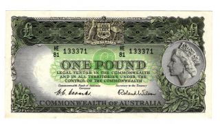 Australia 1 Pound Issued 1953 - 1960 Signed Coombs Wilson,  P30a Vf,  /aef