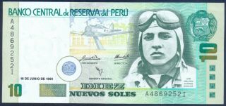 Peru 10 Nuevos Soles 16 - 06 - 1994 Serie Ai Unc Banknote