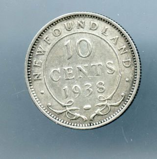 Canada Newfoundland 1938 Ten Cent Silver Vf