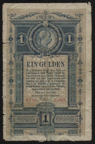 Austria (pa153) 1 Gulden 1882 Vg,