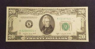 West Point Coins 1950 - C $20 Federal Reserve Note ' Star  K ' Dallas Crisp/BU 2