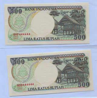Indonesia 1992 Series 500 Rupiah Solid Number Ohf 444444,  Ohg 444444