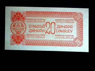 YUGOSLAVIA 1944,  20 DINARA,  UNC,  Perfect banknote 2