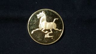 24 Kt Gold Plated 925 Sterling Silver Medal Of Flying Horse Of Kansu