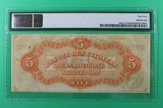1860 ' s $5 Citizens Bank Louisiana Shreveport Obsolete PMG 64 Choice Unc 2