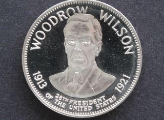 1970 Franklin Presidential Treasury Woodrow Wilson Silver Medal D8431