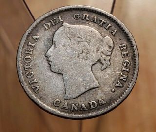 1898 Canada Queen Victoria 5 Cents Silver Coin