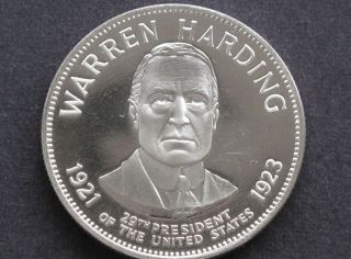 1970 Franklin Presidential Treasury Warren Harding Silver Medal D8418