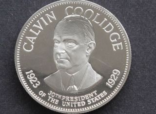 1970 Franklin Presidential Treasury Calvin Coolidge Silver Medal D8413