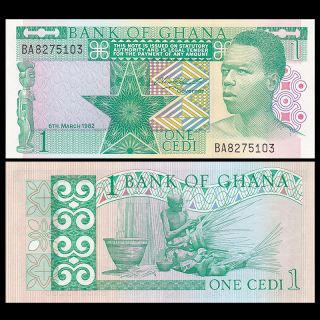 Ghana 1 Cedi,  1982,  P - 17b,  Banknote,  Unc