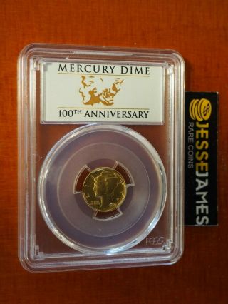 2016 W Mercury Dime Gold Pcgs Sp70 Centennial Coin First Strike 100th Ann Label