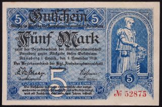 Annaberg 1918 5 Mark Grossnotgeld German Notgeld Banknote