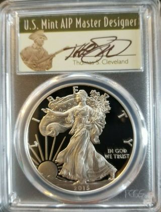 2015 - W Pcgs Pr70 Dcam Silver Eagle Cleveland First Day Of Issue " Fun Show " Pop 5