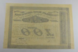 AUTHENTIC - 1863 Confederate States - Civil War $100 Bond Certificate 628 2