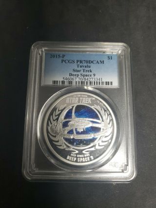 2015 - P $1 Pcgs Pr70dcam Tuvalu Star Trek Deep Space 9.  999 Silver Proof Coin
