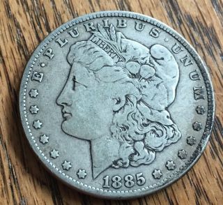 1885 P Morgan Silver Dollar - 90 Silver - Detail - Plastic Round