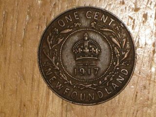 Newfoundland 1917 C Large Cent Coin Very Fine