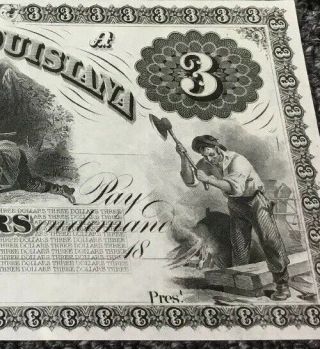 1800 ' S $3 CITIZENS BANK OF LOUISIANA,  ORLEANS REMAINDER NOTE,  GREAT VIGNETTE 3