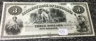 1800 ' S $3 CITIZENS BANK OF LOUISIANA,  ORLEANS REMAINDER NOTE,  GREAT VIGNETTE 5