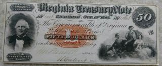 $50 Oct 15th 1862 Richmond,  Virginia Treasury Note Obsolete Confederate Currency