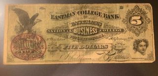 Eastman College Bank $5 From Poughkeepsie York