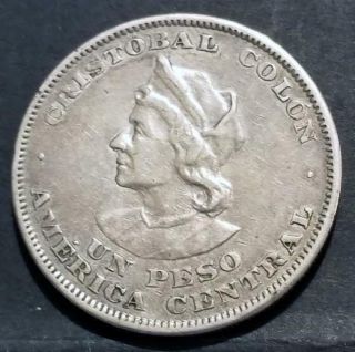 El Salvador 1908 Cam Peso Silver Coin