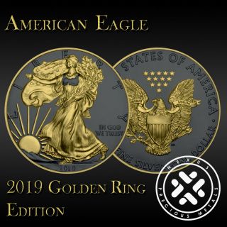 2019 American Eagle Silver 999 1oz Golden Ring Edition