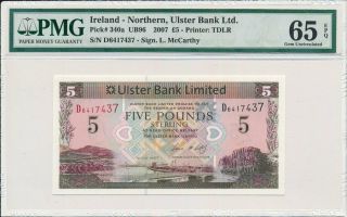Ulster Bank Ltd.  Ireland - Northern 5 Pounds 2007 Pmg 65epq