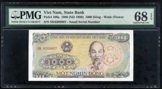 Vietnam 1000 1,  000 Dong 1988 Nd 1989 P 106 Gem Unc Pmg 68 Epq Nr