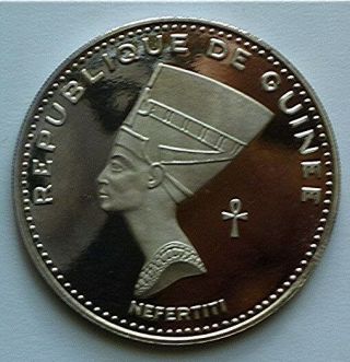 1970 Guinea - 500 Francs - Nefertiti - 1 Oz Proof Silver - Leopard Wallet &