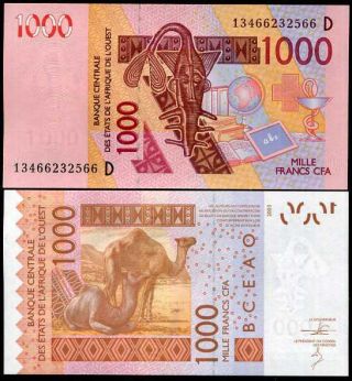 West African State Mali 1000 1,  000 Francs 2003 / 2013 P 415 D Unc Nr