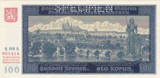 100 Korun Extra Fine - Aunc Banknote From Bohemia Moravia 1940 Pick - 6