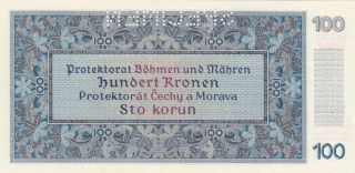 100 KORUN EXTRA FINE - AUNC BANKNOTE FROM BOHEMIA MORAVIA 1940 PICK - 6 2