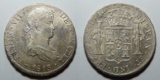 Bolivia Potosi 1813 P.  J.  8 Reales Silver Coin.  Km 84